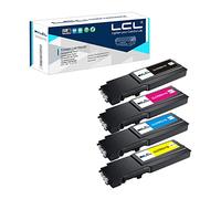 LCL Cartucho de Tóner Compatible C3760 C3765 C3760N C3760DN C3765DNF 593-11119 593-11120 593-11121 593-11122 (Negro Cian Magenta Amarillo) Reemplazo para DELL C3760dn C3760n C3760 C3765dnf