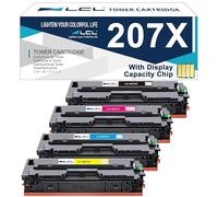 L ompatible Cartucho de Tóner 207A 217X W2210A W2210X W2211X W2212X W2213X (Con Chip) Reemplazo para HP Color LaserJet Pro M255dw MFP M282nw M283cdw M283fdw M283fdn MFP M283fdn M255nw (4-Pack KCMY)
