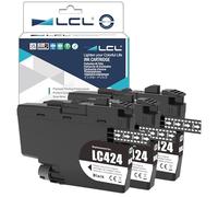 LCL LC424 Cartucho de Tinta Compatible para Brother LC-424 LC424 LC-424BK LC424BK Compatible para DCP-J1200W DCP-J1200WE (3-Pack,Negro)