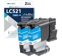LCL LC521 Cian Cartucho de Tinta Compatible para Brother LC521 LC-521 LC521Y LC-521C Reemplazo para Brother DCP-J1260W DCP-J1260DW DCP-J1310DW DCP-J1313DW DCP-J1360DW DCP-J1460DW (2-Pack)