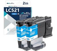 LCL LC521 Cian Cartucho de Tinta Reemplazo para Brother LC521 LC-521 LC521C LC-521C Compatible para Brother DCP-J1260DW DCP-J1310DW DCP-J1313DW DCP-J1360DW DCP-J1460DW (2-Pack)