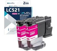 LCL LC521 Magenta Cartucho de Tinta Compatible para Brother LC521 LC-521 LC521M LC-521M Reemplazo para Brother DCP-J1260W DCP-J1260DW DCP-J1310DW DCP-J1313DW DCP-J1360DW DCP-J1460DW (2-Pack)