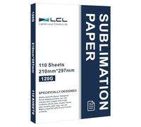 LCL Papel de sublimación A4, 210x297 mm, 110 Hojas, 120 g/m², Compatible con la Impresora de sublimación EPSON, Compatible con SAWGRASS, Compatible con RICOH, Compatible con Brother