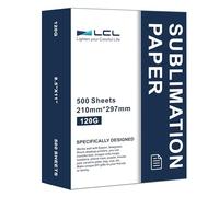 LCL Papel de sublimación A4, 210x297 mm, 500 Hojas, 120 g/m², Compatible con la Impresora de sublimación EPSON, Compatible con SAWGRASS, Compatible con RICOH, Compatible con Brother