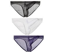 lclvld Calzoncillos para Hombre Ropa Interior de Malla Transparente Calzoncillos Transparentes Ropa Interior erótica Sexy para Hombres Calzoncillos con Bulto de Elefante