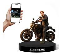 LCMAIT Decoración de Sobremesa Acrílica Personalizada de Motociclista Foto Personalizada Efecto 2D Decoración Estilo Dibujos Animados Regalos de Oficina Trabajo Aniversario Cumpleaños Coleccionables