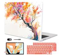 LCMOCICO Funda compatible con MacBook Air de 13 pulgadas M1 A2337 A2179 A1932 2022 2021-2018 versión con pantalla Retina y Touch ID, funda rígida de plástico con patrón de cristal, flores de árbol de