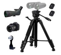 LCNCY Trípode binocular, soporte de trípode con adaptador binocular y 2 placas QR, soporte de cámara de viaje, compatible con prismáticos, telescopio, telescopio, prismáticos de astronomía, DSLR