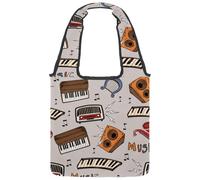 lcndlsoe Bolsa de lona con diseño de ancla con diseño de brújula y rayas rosas, para el trabajo, compras, gimnasio, Multicolor 3, 14.1x14.9in/36x38cm