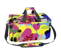 lcndlsoe Bolsa deportiva grande para gimnasio, 30 L, para viajes, entrenamiento, fitness y deportes, patrón tropical con hojas y formas coloridas, Multicolor 7, 25x48x26cm/9.84x18.9x10.24in