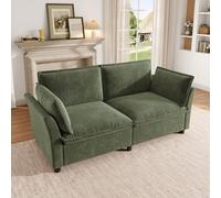 Lcoho Sofá de 2 plazas moderno, almohadones gruesos y suaves, sensación de nube, con 2 cojines para los brazos, tela de chenilla, sofá loveseat para sala de estar, apartamento, dormitorio, espacios