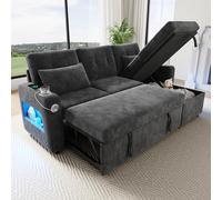 Lcoho Sofá esquinero Convertible, sofá en U Extensible, con Espacio de Almacenamiento, Chaise Longue Doble, Espacio de Almacenamiento Oculto, sofá con portavasos (Gray, 206x131x85cm)