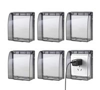 LCUHAVA 4 Piezas Enchufes de Estanco Exterior Pared, Cubierta Toma Corriente 87 * 90mm Cubierta de Interruptor de Luz Negra Translúcida Para Baño, Exterior, Cocina