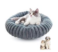 LCUHAVA Cama de Perro Mullida Cama para Gatos, Lavable Dog Bed Cesta para Dormir para Gatos, Camas para Perros Pequeños Lugar Redondo para Dormir para Gato, Base Antideslizante, Gris Oscuro 50x50cm