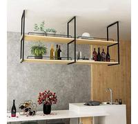 LCUVIMPEX Estante de Almacenamiento para Colgar del Techo, Perchero de Techo Dos Niveles Hierro Fundido y Madera Maciza, Varios tamaños(140x30x80cm)