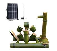 LCUVIMPEX Fuente de Agua de bambú, Fuente de Agua bambú con energía Solar - Decoración Independiente for baño pájaros en el Patio y jardín al Aire Libre