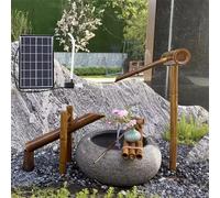LCUVIMPEX Fuente de Agua de bambú, Kit de Fuente Agua bambú Hecha a Mano con energía Solar y Bomba for jardín o Estanque Zen