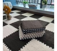 LCUVIMPEX Losetas de moqueta de Felpa con diseño Entrelazado Interlocking Plush EVA Foam Floor Mat Puzzle Rug 30x30x1cm Multiple Pack Sizes Multicolor(Brown and Beige,10Pcs)