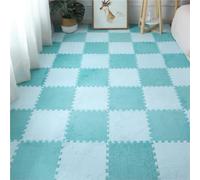 LCUVIMPEX Losetas de moqueta de Felpa con diseño Entrelazado Interlocking Plush EVA Foam Floor Mat Puzzle Rug 30x30x1cm Multiple Pack Sizes Multicolor(Navy and Turquoise,30Pcs)