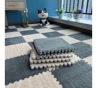 LCUVIMPEX Losetas de moqueta de Felpa con diseño Entrelazado Interlocking Plush EVA Foam Floor Mat Puzzle Rug 30x30x1cm Multiple Pack Sizes Multicolor(Grey and Beige,10Pcs)