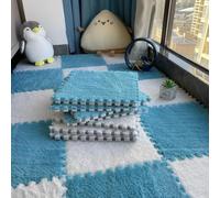 LCUVIMPEX Losetas de moqueta de Felpa con diseño Entrelazado Interlocking Plush EVA Foam Floor Mat Puzzle Rug 30x30x1cm Multiple Pack Sizes Multicolor(Navy and White,30Pcs)