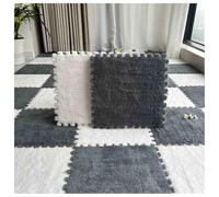 LCUVIMPEX Losetas de moqueta de Felpa con diseño Entrelazado Pack of 20 Interlocking Foam Carpet Tiles Play Mat Area Rug with Edgings Multicolor Multiple Sizes(White+Gray,24x24inch)