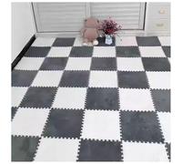 LCUVIMPEX Losetas de moqueta de Felpa con diseño Entrelazado Pack of 36 12x12x0.4in Plush Carpet Interlocking Foam Puzzle Floor Mat Multicolor(Gray+White)