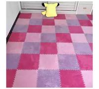 LCUVIMPEX Losetas de moqueta de Felpa con diseño Entrelazado Pack of 36 12x12x0.4in Plush Carpet Interlocking Foam Puzzle Floor Mat Multicolor(Pink+Purple+Rose Red)