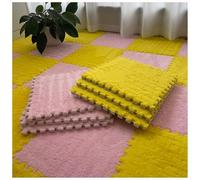 LCUVIMPEX Losetas de moqueta de Felpa con diseño Entrelazado Pack of 40 Plush Patchwork Foam Interlocking Carpet Tiles 30x30x1cm Multicolor(Pink+Yellow)
