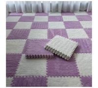 LCUVIMPEX Losetas de moqueta de Felpa con diseño Entrelazado Pack of 40 Plush Patchwork Foam Interlocking Carpet Tiles 30x30x1cm Multicolor(White+Purple)