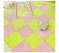 LCUVIMPEX Losetas de moqueta de Felpa con diseño Entrelazado Pack of 50 Plush Interlocking Foam Carpet Tiles 30x30x1cm Multicolor(Light Green+Light Pink)