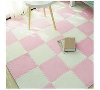 LCUVIMPEX Losetas de moqueta de Felpa con diseño Entrelazado Pack of 50 Plush Interlocking Foam Carpet Tiles 30x30x1cm Multicolor(White+Light Pink)