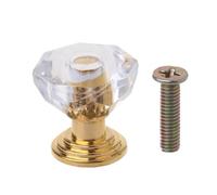 LCUVIMPEX Pomos acrílicos para cajones, Pomos de cristal for puertas armarios, paquete 10, multicolor, 20 mm(Golden)
