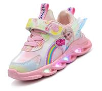 LCVibecx Elsa Shoes - Zapatos luminosos, zapatillas for niña con cierre de MAGIC TAPE, en color rosa y morado, tallas 21-35 EU, transpirables, antideslizantes, primavera, verano y otoño(Rosa,25 EU)