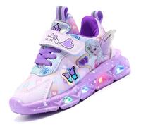 LCVibecx Zapatillas LED for niña con cierre de MAGIC TAPE | Zapatos de Elsa for niña | Suela antideslizante | Tallas 21-35 UE (rosa/morado)(Púrpura,23 EU)