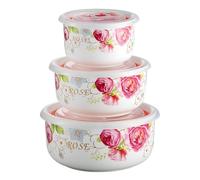 lcvtos Cuencos de Cerámica con Tapa, Juego de 3 Cuencos Encajables, Aptos para Horno, Microondas y Lavavajillas. Cuencos de Porcelana para Almuerzo y Almacenamiento de Cocina(250/500/750 ml) (C)