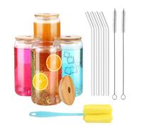 LCXCXY 4 paquetes de vaso con pajita, vasos con tapa y pajita de 450 ml, vaso con tapa y pajita se pueden usar como tazas de cola, tazas de jugo, tazas de té con leche, tazas de cóctel, tazas de café