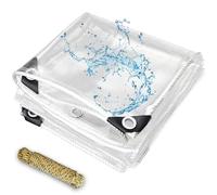 LCYFBE 1.5 x 2.1m Lona Plástico Transparente Impermeable de PVC para El Paño Lluvia Balcón Ventana Patio Al Aire Libre Toldos, Distancia del Agujero 50 cm