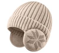 LCZTN FASHION Gorro unisex de invierno para niños de 3 a 12 años, forro polar cálido con orejeras para niños y niñas lindos, beige, Talla única