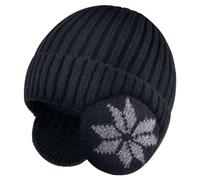 LCZTN FASHION Gorro unisex de invierno para niños de 3 a 12 años, forro polar cálido con orejeras para niños y niñas lindos, Negro, Talla única