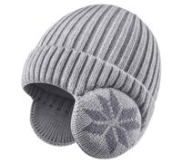 LCZTN FASHION Gorro unisex de invierno para niños de 3 a 12 años, forro polar cálido con orejeras para niños y niñas lindos, gris claro, Talla única