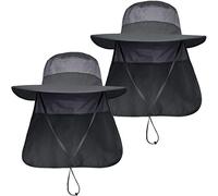LCZTN Sombrero de protección solar UPF 50+ para hombre con ala ancha para pesca, senderismo, con solapa para el cuello para trabajo en el jardín, Talla única, Paquete de 2 gris oscuro y gris oscuro.