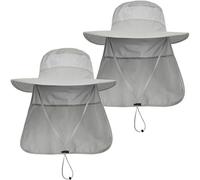 LCZTN Gorra de safari con protección solar UPF 50+ para hombre, ala ancha, para pesca, senderismo, con solapa para el cuello, para trabajo en el jardín, Paquete de 2, gris claro y gris claro, altoa