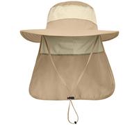 LCZTN Gorra de safari con protección solar UPF 50+ para hombre, ala ancha, para pesca, senderismo, con solapa para el cuello, para trabajo en el jardín, Caqui, One Size-X-Large