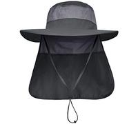 LCZTN Gorra de safari con protección solar UPF 50+ para hombre, ala ancha, para pesca, senderismo, con solapa para el cuello, para trabajo en el jardín, Gris oscuro, One Size-X-Large