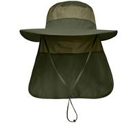 LCZTN Gorra de safari con protección solar UPF 50+ para hombre, ala ancha, para pesca, senderismo, con solapa para el cuello, para trabajo en el jardín, Verde militar, One Size-X-Large