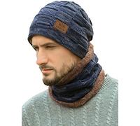 LCZTN - Gorro de invierno para hombre, gorro de invierno con forro polar cálido, gorro de esquí, gorro holgado con calavera para regalo unisex, azul, Taille unique