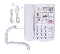 LD-858HF Teléfono Cable tecla Grande, Teléfono Cable Grande Memoria fotográfica amplificada Fijo para Personas con discapacidad Visual pulsación tecla marcación 9 velocidades