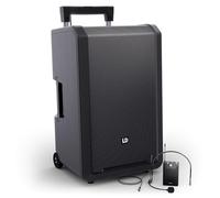 LD SYSTEMS ANNY 12 BPH - Altavoz PA Bluetooth de 12" con batería, mezclador y 1 micrófono de diadema (incl. petaca transmisora), negro