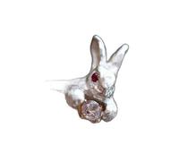 Ldabrye 1 anillo apilable inspirado en conejos con cristales brillantes, joyería de moda para mujeres y niñas, diseño de anillos de conejos pequeños, One Size, como se describe, como se describe